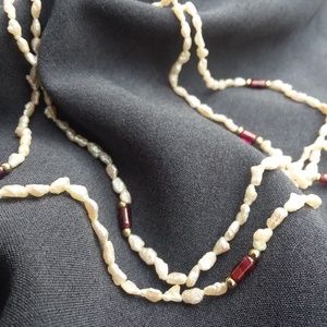 Freshwater Pearl and Garnet Single-Strand Necklace